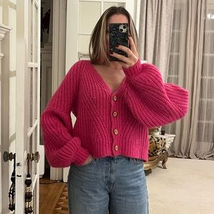 Ulla Johnson Jelena Baby Alpaca Cardigan - Barbie Pink